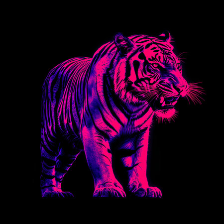 Tiger. Vector illustration of a tiger on a black background.の素材