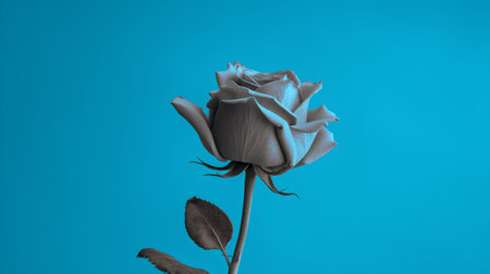 Blue rose on a blue background. 3d rendering, 3d illustration.の素材