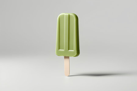 Green ice cream on stick isolated on white background. 3d rendering.の素材