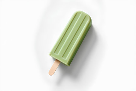 Green ice cream on stick isolated on white background. 3d illustrationの素材