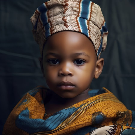 Portrait of a cute african little girl in a turbanの素材