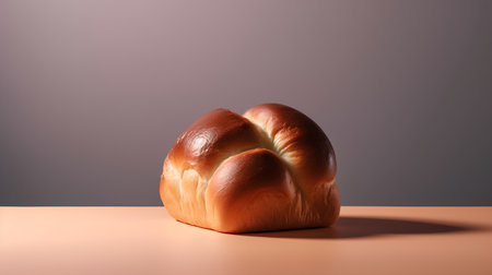 Sweet braided loaf of bread on the table. 3d renderingの素材
