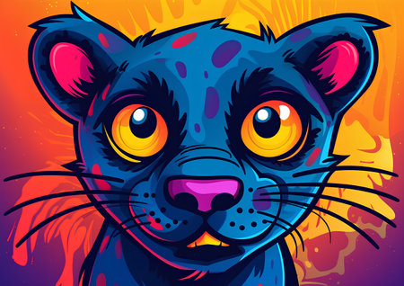 Cheetah head in cartoon style. Vector illustration for your designの素材