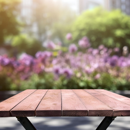 Table Top And Blur Nature of the Background for Your photomontageの素材