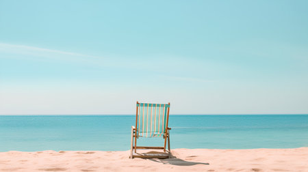Beach chair on the sand near the sea. Summer vacation conceptの素材