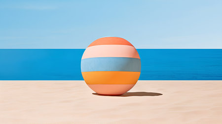 Easter egg on the beach. 3D render. Summer holiday concept.の素材