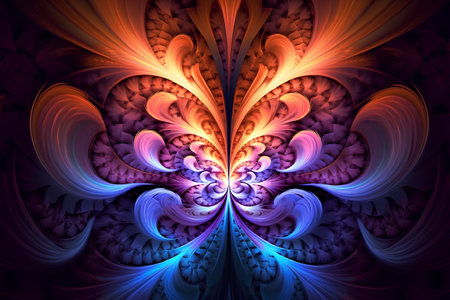 Abstract fractal. Fractal art background for creative design. Decoration for wallpaper, desktop, poster, cover booklet. Print for clothes, t-shirt. Creative illustration for designの素材