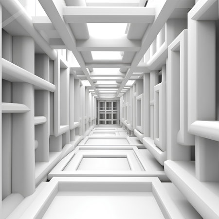 Abstract modern architecture background, empty open space interior. 3D renderingの素材