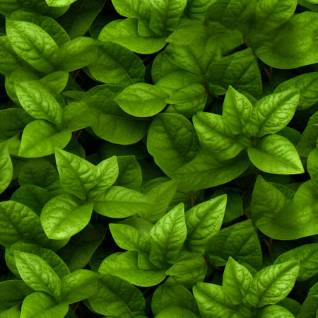 Green leaves background. Natural pattern of green leaves. Top view.の素材