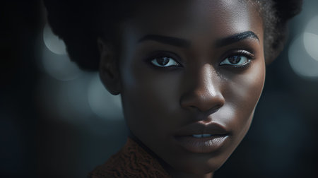 Portrait of beautiful african american woman with evening make-upの素材