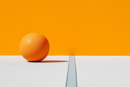 One orange egg on a white and orange background. Minimal concept.の素材
