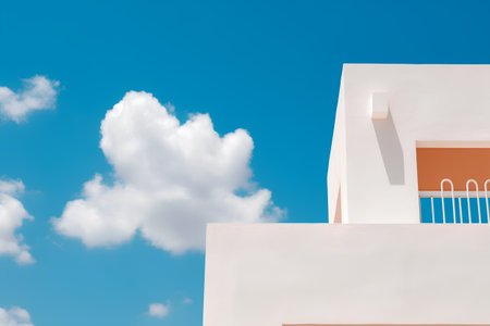 White villa on the blue sky with clouds. 3d renderingの素材