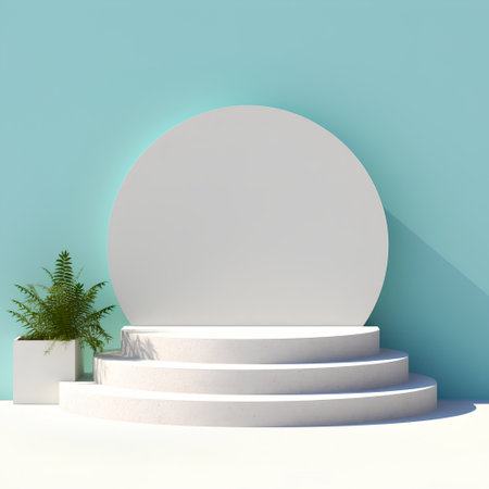 3d render, abstract minimal geometric forms, podium for your designの素材