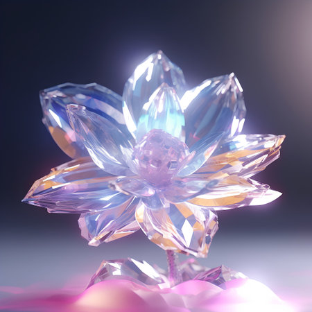 Beautiful crystal flower on a dark background. 3d rendering.の素材