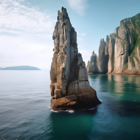 Beautiful seascape with rocky islands in the sea. Crimea, Ukraineの素材