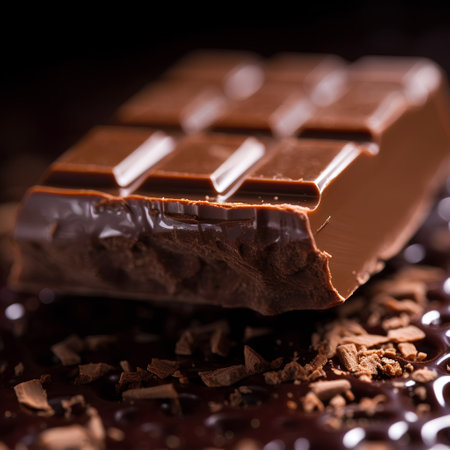close up of a chocolate bar on dark background, shallow dofの素材