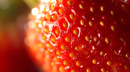 Macro shot of fresh red strawberry. Shallow depth of field.の素材