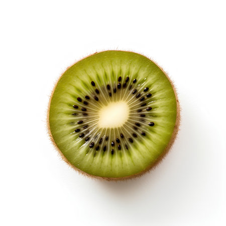 Kiwi fruit isolated on white background. Top view. Flat lay.の素材