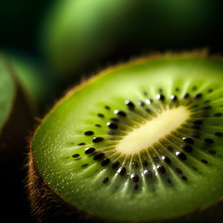 Kiwi fruit closeup macro shot with shallow depth of fieldの素材