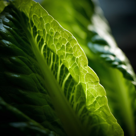 Close up of fresh green lettuce leaves, selective focus, shallow depth of fieldの素材