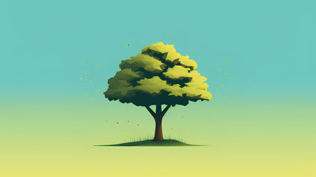 Tree on a green background. Vector illustration in a flat style.の素材