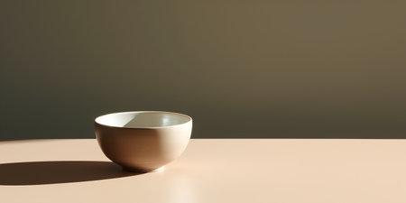 Ceramic bowl on a beige background. 3d renderの素材