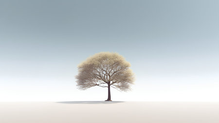 3D rendering of a winter tree isolated on a white background.の素材