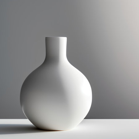 White ceramic vase on a gray background. 3d rendering.の素材