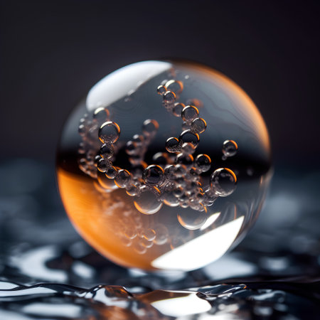3d render of an abstract crystal ball with a DNA chain insideの素材