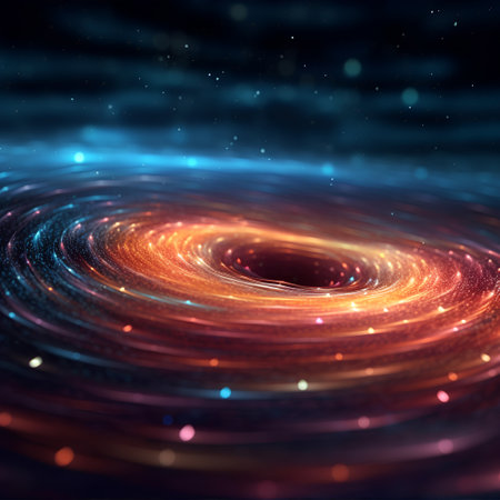Glowing particles in space, computer generated abstract background, 3D renderingの素材