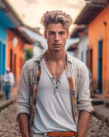 Portrait of a handsome young man in the streets of Trinidad, Cuba.の素材