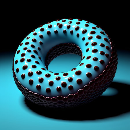 3d rendering of abstract blue ring on black background, computer generated imagesの素材