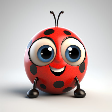 Cartoon ladybug on a white background. 3d rendering.の素材