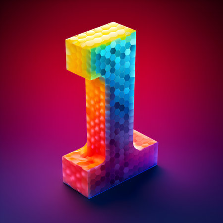 Colorful 3D letter I in low poly style, vector illustrationの素材