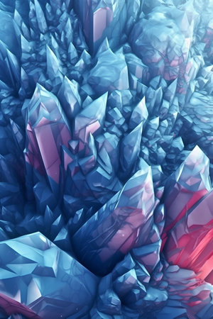 abstract background with blue and pink crystals. computer-generated imageの素材