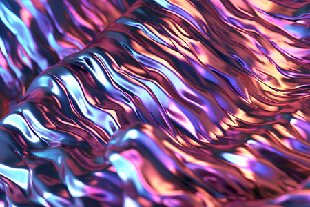 3D render of abstract metallic background with some smooth folds in itの素材