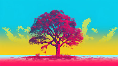 Colorful abstract background with tree. Vector illustration for your design.の素材