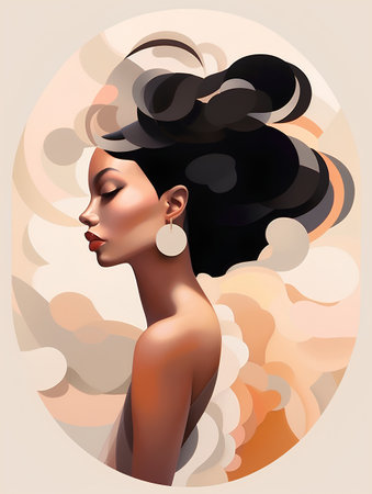 Portrait of beautiful african american woman. Vector illustration.の素材