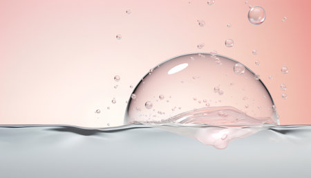 Bubbles in water on a pink background. 3d renderingの素材