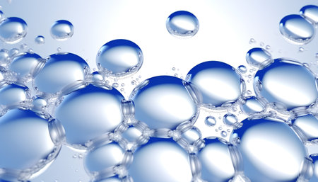 Bubbles of water on a white background. 3d illustrationの素材