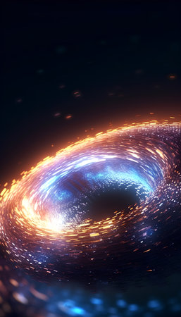 Glowing particles in space, computer generated abstract background, 3D renderingの素材