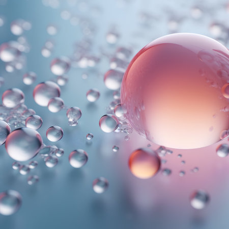 Abstract background with water drops. 3d illustration. Pink and blueの素材