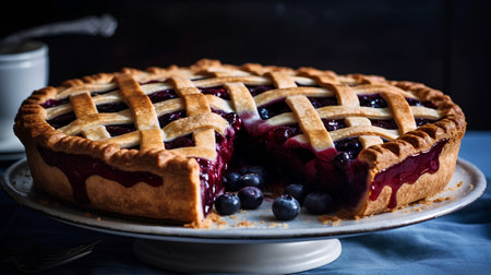 Homemade berry pie on a plate. Selective focus.の素材
