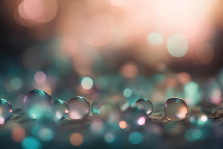 Abstract blurred bokeh background with water drops. Holiday concept.の素材