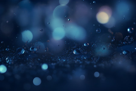 Abstract blue bokeh background with water drops. 3d renderingの素材