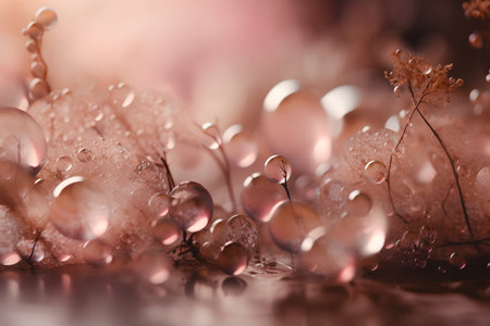 abstract water drops with bokeh background. 3d renderingの素材