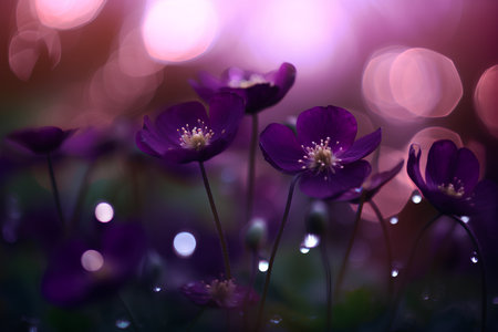 Beautiful spring flowers on a blurred background with bokeh.の素材