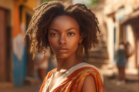 Beautiful african american woman with afro hairstyle.の素材