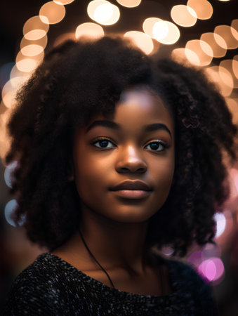 Portrait of a beautiful african american woman with afro hairstyle.の素材