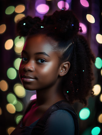 Portrait of a beautiful young african american woman with afro hairstyle.の素材